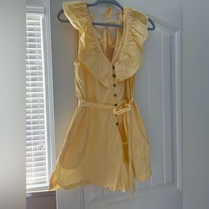 Free people Dappled Yellow Cotton Romper Low Shawl Neck